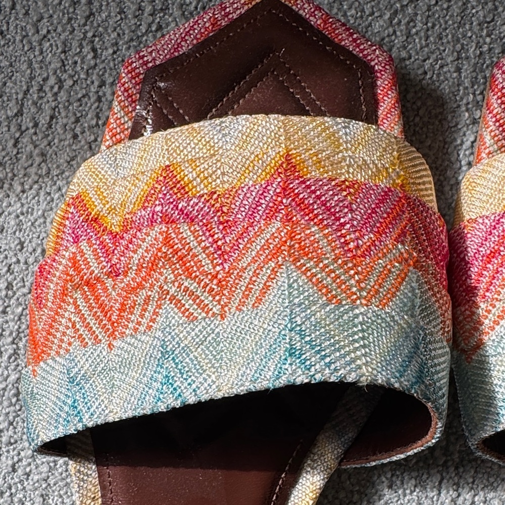 Missoni Multicolor Chevron Slide Mules in Pink, Orange, Yellow & Blue - Picture 3 of 4